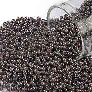 TOHO Round Seed Beads, Japanese Seed Beads, (367) Inside Color Luster Black Diamond/Pink Lined, 11/0, 2.2mm, Hole: 0.8mm, about 1110pcs/bottle, 10g/bottle(SEED-JPTR11-0367)