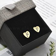 Rack Plating Brass Micro Pave Clear Cubic Zirconia Stud Earrings, Heart, Letter F, 8.5x9.5mm(EJEW-K299-01G-F)