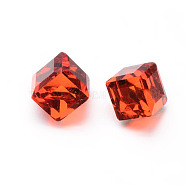 Faceted Cube Glass Cabochons, Orange Red, 8x8x8mm(GGLA-L007C-03)