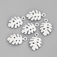 Alloy Pendants, Matte Style, Leaf, Cadmium Free & Lead Free, 925 Sterling Silver Plated, 19x12x2mm, Hole: 1.6mm(X-PALLOY-Q357-89MS-RS)