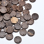 Flat Round 2-Hole Coconut Buttons, Coconut, 12x2~3mm, Hole: 0.5mm(BUTT-P008-20)