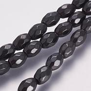 Magnetic Hematite Beads Strands, Faceted, Oval, Synthetic, 7x5mm, Hole: 1mm, about 54pcs/strand, 15.3 inch(39cm)(G-P314-04-A)