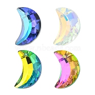 4Pcs 4 Colors Electroplated Glass Pendants, Silver Plated Bottom, Faceted, Crescent Moon Charms, Mixed Color, 20x13x6mm, Hole: 1.5mm, 1Pc/color(EGLA-YW0001-58)