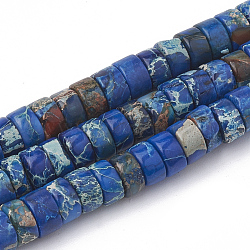 Synthetic Imperial Jasper Beads Strands, Heishi Beads, Flat Round/Disc, Blue, 6~6.5x3~3.5mm, Hole: 1mm, about 113pcs/strand, 15.5 inch(G-T103-19B)