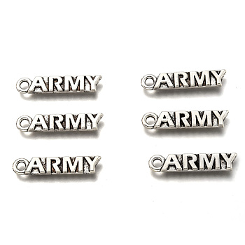 Tibetan Style Alloy Pendants, with Word Army, Cadmium Free & Lead Free, Antique Silver, 22x4.5x2mm, Hole: 2mm