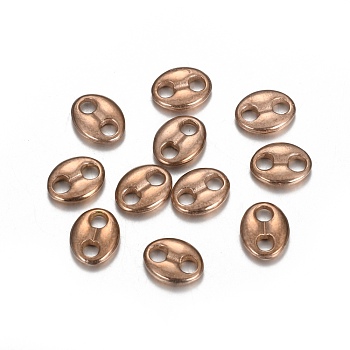 Ion Plating(IP) 304 Stainless Steel Links Connectors, Coffee Bean, Oval, Champagne Gold, 9x7x2mm, Hole: 2mm