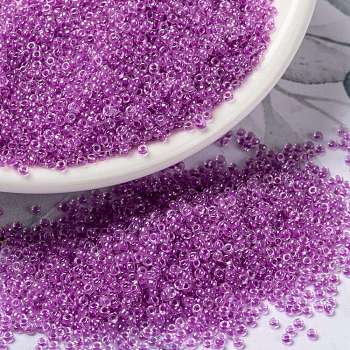 MIYUKI Round Rocailles Beads, Japanese Seed Beads, (RRHB264) Raspberry Lined Crystal, 15/0, 1.5mm, Hole: 0.7mm, about 27777pcs/50g