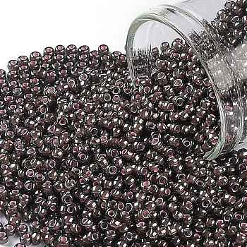 TOHO Round Seed Beads, Japanese Seed Beads, (367) Inside Color Luster Black Diamond/Pink Lined, 11/0, 2.2mm, Hole: 0.8mm, about 1110pcs/bottle, 10g/bottle