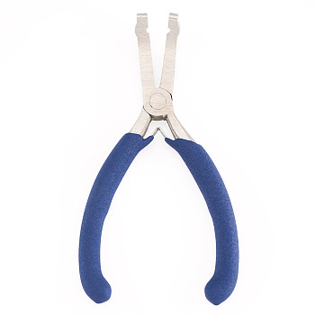 Stainless Steel Jewelry Crimping Pliers, for Jewelry Making, Platinum, Marine Blue, 12.5x6.5cm, Hole: 3mm