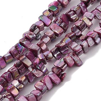 Natural Freshwater Shell Beads Strands, Dyed, AB Color, Nugget, Old Rose, 7~17.5x5~5.5x6~8.5mm, Hole: 1.2mm, about 72~73pcs/strand, 15.35''(39cm)