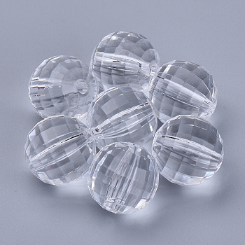 Transparent Acrylic Beads, Faceted, Round, Clear, 8x8mm, Hole: 1.5mm, about 177pcs/50g