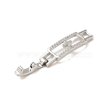 Rectangle avec croix placage laiton micro pavé clair fermoirs de bracelet de montre en zircone cubique(ZIRC-H125-23P)-3