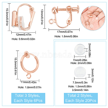 sunnyclue 18pcs 3 accessoires de boucles d'oreilles à clips en laiton(FIND-SC0003-96RG)-2
