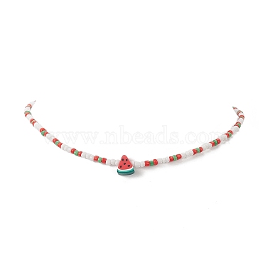 Summer Theme Handmade Polymer Clay Fruit Bead Necklaces(NJEW-JN04157)-4
