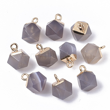 Golden Round Grey Agate Charms