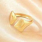 304 Stainless Steel Cuff Open Rings for Women, Fishtail, Golden, 14.5mm, Inner Diameter: 18mm(RJEW-A102-10A-G)