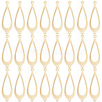 50Pcs Brass Connector Charms, Long-Lasting Plated, Hollow Teardrop Links, Real 24K Gold Plated, 30x10x1mm, Hole: 1.2mm(KK-BBC0007-39)