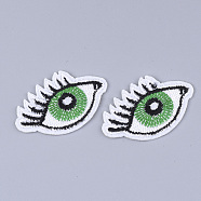 Computerized Embroidery Cloth Iron on/Sew on Patches, Appliques, Costume Accessories, Eye, Colorful, 32x51x1mm(FIND-T030-330)