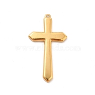 Ion Plating(IP) 304 Stainless Steel Pendants, Cross Charms, Religion, Real 18K Gold Plated, 44x24x2.5mm, Hole: 1.2mm(STAS-F282-03G)