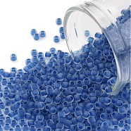 TOHO Round Seed Beads, Japanese Seed Beads, (189FM) Royal Blue Lined Sapphire Rainbow Matte, 11/0, 2.2mm, Hole: 0.8mm, about 3000pcs/10g(X-SEED-TR11-0189FM)