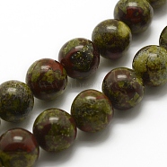 Natural Dragon Blood Beads Strands, Round, 10mm, Hole: 1mm, about 38pcs/strand, 15.3 inch(39cm)(G-G735-50-10mm)