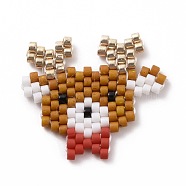 Handmade MIYUKI Japanese Seed Loom Pattern Seed Beads, Christmas Theme Pendants, Deer Pattern, 20x23x1.7mm(PALLOY-MZ00059-09)
