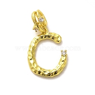 Rack Plating Brass Micro Pave Cubic Zirconia European Dangle Charms, Large Hole Letter Pendant, Real 18K Gold Plated, Long-Lasting Plated, Cadmium Free & Lead Free, Letter C, 25.5mm, Charm: 18.5x14x2mm, Hole: 4x2.5mm(KK-L210-015G-C)