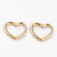 Brass Huggie Hoop Earrings, Long-Lasting Plated, Heart, Golden, 14x15x1.5mm, Pin: 1mm(EJEW-C502-09G)