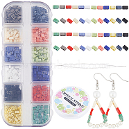 DIY Tile Bracelet Making Kit, Including 2-Hole Glass Seed Rectangle Beads, Beading Needles, Elastic Thread, Mixed Color, 601Pcs/set(DIY-CN0002-88)