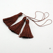 Nylon Thread Tassel Big Pendant Decorations, Saddle Brown, 43x6mm(NWIR-J005-07)