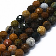 Natural Ocean Agate/Ocean Jasper Beads Strands, Faceted(64 Facets), Round, 6mm, Hole: 0.8mm, about 62~67pcs/strand, 15.16~15.55 inch(38.5~39.5cm)(G-G927-11)