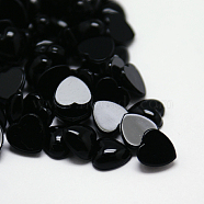Taiwan Acrylic Rhinestone Cabochons, Flat Back and Smooth, Heart, Black, 12x12x5mm(ACRT-M006-12x12mm-01)