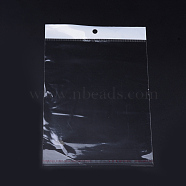 Pearl Film Cellophane Bags, OPP Material, Self-Adhesive Sealing, with Hang Hole, Rectangle, Clear, 24x15cm, Unilateral Thickness: 0.023mm, Inner Measure: 18x15cm, Dop: 15x2.5cm(OPC-S018-24x15cm)