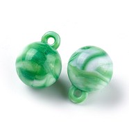 Acrylic Imitation Gemstone Pendants, Round, Medium Aquamarine, 20x15~15.5mm, Hole: 2.3mm(X-MACR-E025-04B)