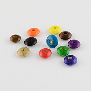 Natural Wood Beads, Dyed, Lead Free, Rondelle, Mixed Color, 13~14x5~6mm, Hole: 3~3.5mm, about 3000pcs/1000g(WOOD-S031-M-LF)