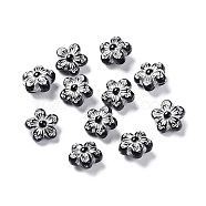 Opaque Acrylic Beads, Metal Enlaced, Flower, Black, 10x10.5x5.5mm, Hole: 1.6mm, about 3110pcs/500g(OACR-G016-31)