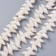 Natural Spiral Shell Beads Strands, White, 18~22x8~12x8~9mm, Hole: 1mm, 15.75 inch(40cm)(BSHE-I016-07)