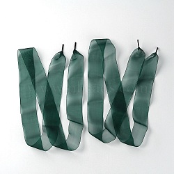 Flat Transparency Polyester Chiffon Shoelaces, Sea Green, 1200x40mm, 2pcs/pair(DIY-WH0265-04P)