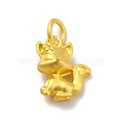 Rack Plating Alloy Pendants, Cadmium Free & Lead Free, with Jump Ring, Fox, Matte Gold Color, 13x11x7mm, Jump Ring: 6x1.1mm, Inner Diameter: 3.8mm(PALLOY-E006-24MG)