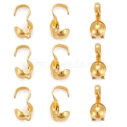 Iron Bead Tips, Calotte Ends, Clamshell Knot Cover, Golden, Size: about 9mm long, 3mm wide, 3mm inner diameter, hole: about 1.5mm(E038-G)