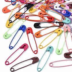 Spray Painted Iron Safety Pins, Cadmium Free & Nickel Free & Lead Free, Mixed Color, 30~31x7x2.5mm(IFIN-T017-02-NR)