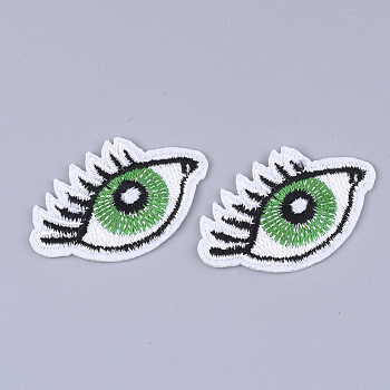 Computerized Embroidery Cloth Iron on/Sew on Patches, Appliques, Costume Accessories, Eye, Colorful, 32x51x1mm
