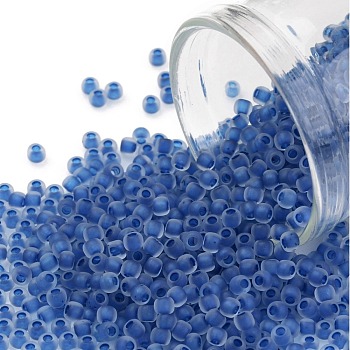 TOHO Round Seed Beads, Japanese Seed Beads, (189FM) Royal Blue Lined Sapphire Rainbow Matte, 11/0, 2.2mm, Hole: 0.8mm, about 3000pcs/10g