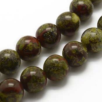 Natural Dragon Blood Beads Strands, Round, 10mm, Hole: 1mm, about 38pcs/strand, 15.3 inch(39cm)