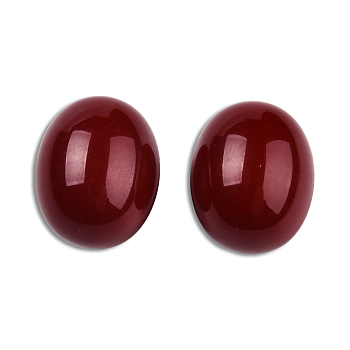 Resin Beads, Imitation Jade, Half Drilled, Oval, Dark Red, 20x16mm, Half Hole: 1.2mm