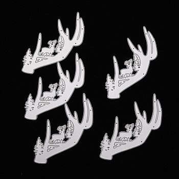 Christmas Reindeer/Stag Carbon Steel Cutting Dies Stencils, for DIY Scrapbooking/Photo Album, Decorative Embossing DIY Paper Card, Matte Platinum Color, 11.5x8x0.08cm