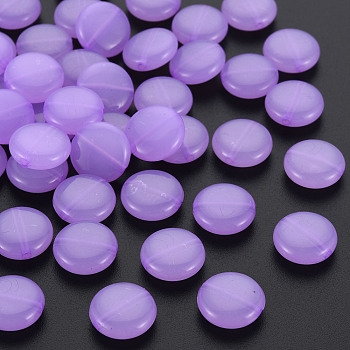 Imitation Jelly Acrylic Beads, Flat Round, Dark Orchid, 12x5mm, Hole: 1.4mm, about 1110pcs/500g