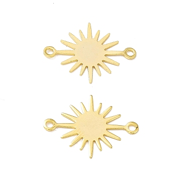 Brass Connector Charms, Cadmium Free & Lead Free, Sun Links, Real 24K Gold Plated, 13x17.5x0.7mm, Hole: 1.2mm