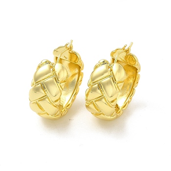Brass Rhombus Hoop Earrings for Women, Light Gold, 26.5x23.5x11mm, Pin: 0.6mm