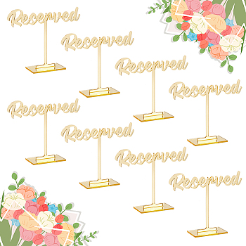 Acrylic Mirror Reserved Table Signs, for Restaurant, Bar, Gold, Finished: 40x68x148mm